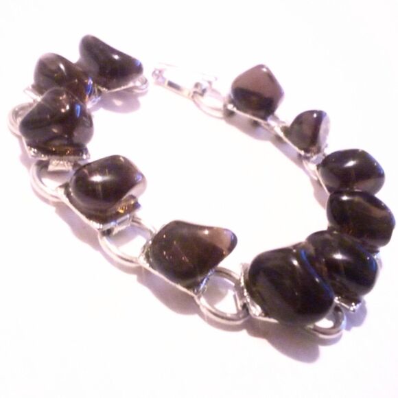 Vintage Tumbled Stone Link Silver Tone Bracelet - Picture 3 of 6